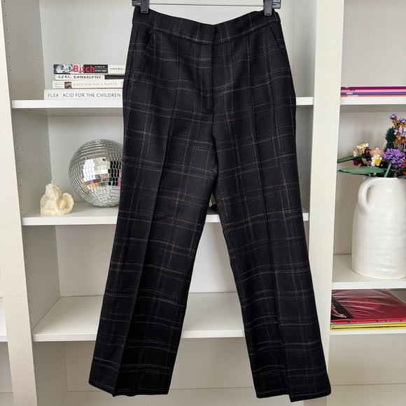 REBECCA TAYLOR Crosshatch Wool Stitch Plaid Trousers - Picture 5 of 10